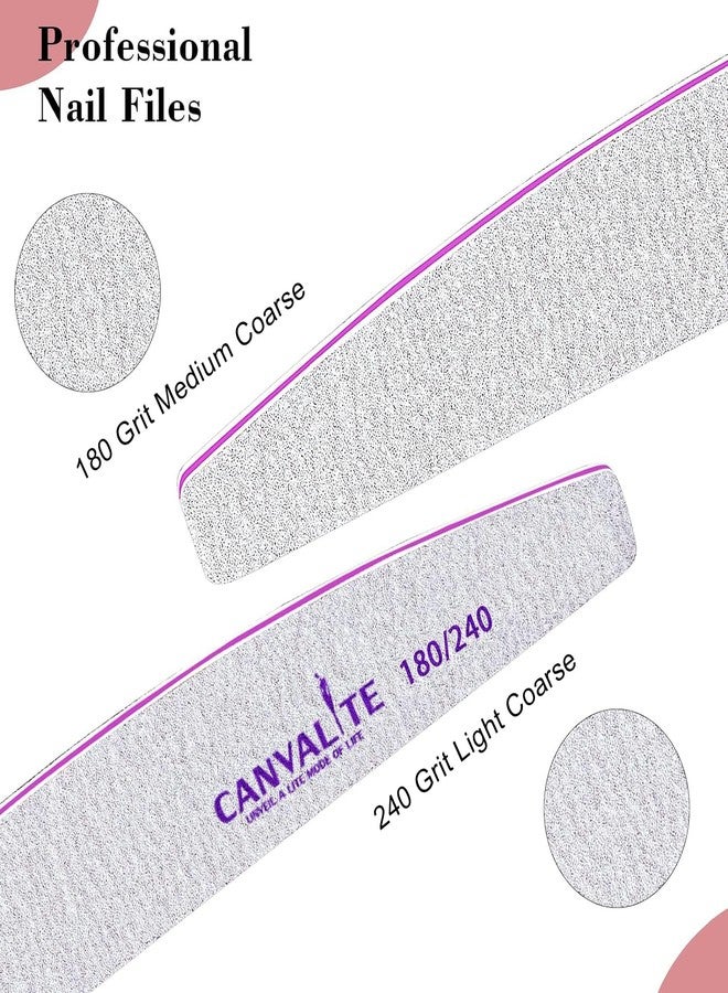 Canvalite Nail Files for Natural Nails 180/240 Grit Emery Board for Nails Styling Tools for Home and Salon Use 10 PCS - Image 2